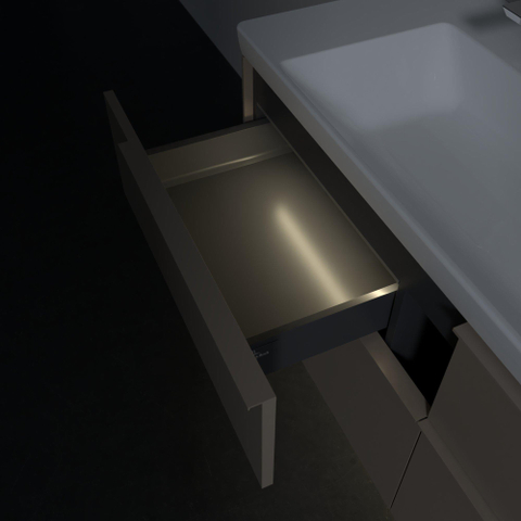 Villeroy & Boch Subway 3.0 Wastafelonderkast - met verlichting - 4 uittrekladen - 1272x576x478mm - taupe SW797138