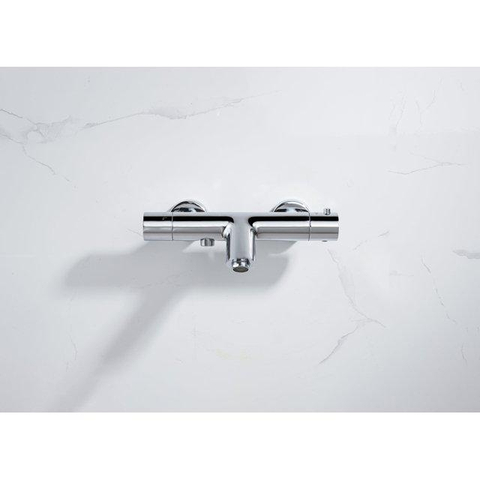 Fortifura Calvi Thermostatische badkraan - met ronde handdouche handdouchehouder en - metalen doucheslang - hoogglans chroom SW811978