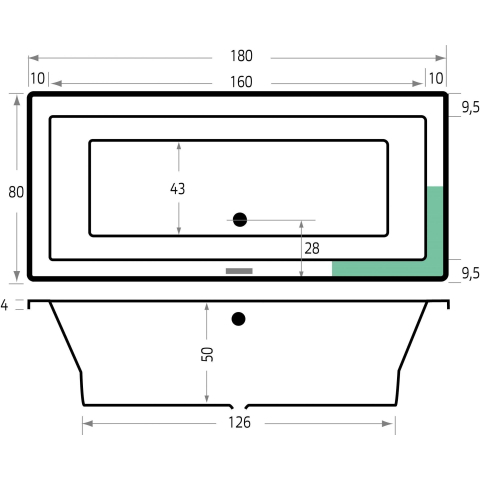 Xenz Society baignoire sans panneaux 180x80cm avec pieds sans vidage Acrylique Crème mat SW103072