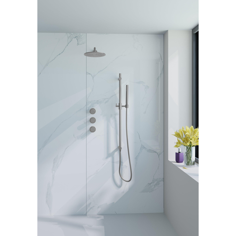 Fortifura Nebbio Regendoucheset - inbouwkraan - inbouwdeel - glijstang - doucheslang glad - staafhanddouche - 35cm wandarm - 30cm ronde hoofddouche - PVD - geborsteld RVS SW1237522