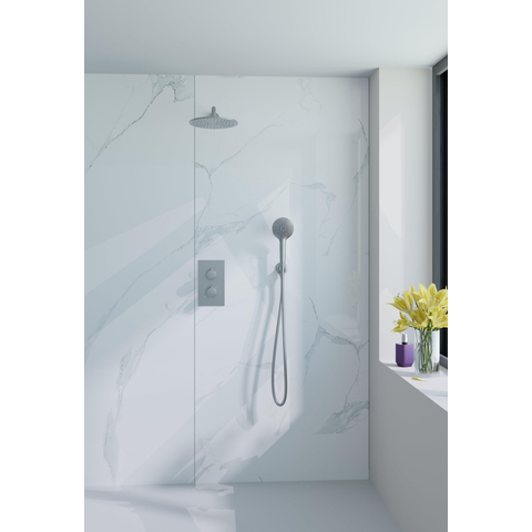 FugaFlow Eccelente Acces Ensemble de douche encastrée - thermostatique - bras mural - pomme de tête 30cm - douchette ronde - flexible de douche métallique - inox brossé PVD SW1450726