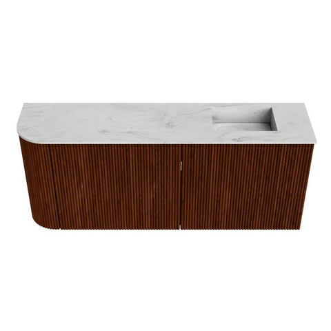 Mondiaz JOYA-DLUX Meuble de salle de bains 101,6cm - arrondi gauche couleur Ruby - Vasque FAYE position Droite Sans trou de robinet couleur Opalo SW1423745
