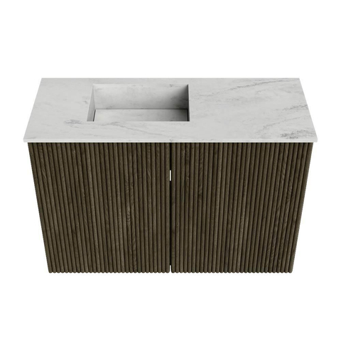 Mondiaz JOYA-DLUX 60cm toiletmeubel - kleur Shadow - Wastafel FAYE positie Links Zonder kraangat kleur Opalo. SW1422894