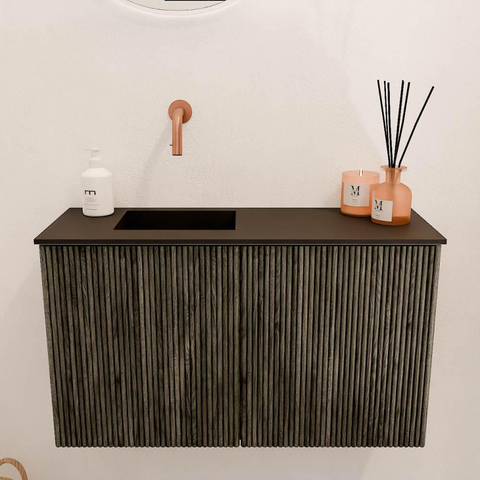 Mondiaz JOYA 70cm meuble de toilette - couleur Shadow - Vasque FAYE position Gauche Sans trou de robinet couleur Urban SW1421528