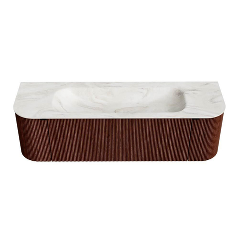 Mondiaz KURVE-DLUX Ensemble de meuble de salle de bains - 150x46x40cm - 1 tiroir - 2 portes - vasque solid surface - centre - sans trou de robinet - Ruby SW1415854