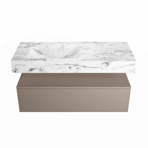 MONDIAZ ALAN - DLUX Badkamermeubelset - 110cm - onderkast - Smoke - 1 lade - vrijhangende wastafel - wasbak links - 1 kraangat - Glace SW805654