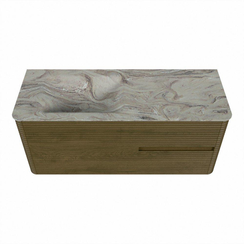 Mondiaz CIRO-DLUX Badkamermeubelset - 120x45x50cm - Solid surface wastafel Glace - 1 wasbak Links - zonder kraangaten - 2 lades - Dusk SW1532978