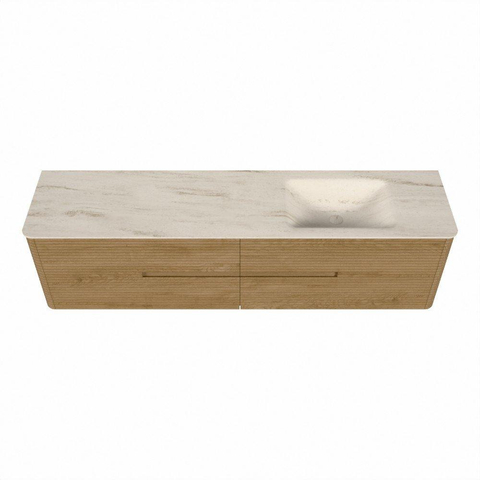 Mondiaz CIRO-DLUX Ensemble de meubles de salle de bains - 190x45x50cm - Plan-vasque Solid surface Meli - 1 bassin à droite - 1 trou de robinetterie - 4 tiroirs - Chêne SW1531425