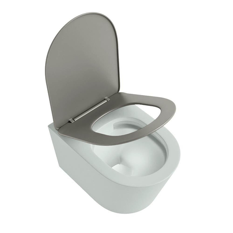 Mondiaz LAVIE hangtoilet – spoelrandloos – 36 x 53 cm – met softclose zitting – Greey (lichtgroen/grijs), zitting Smoke (lichtbruin) SW1208729