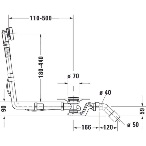 Duravit Quadroval badafvoer en overloopcombinatie - met waste - hoogglans chroom 0313535