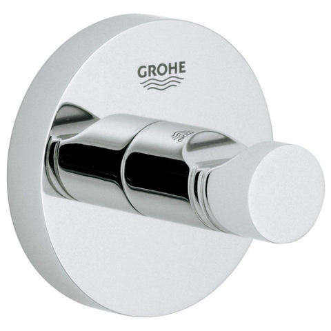 Grohe Euro Fonteinset - 37x18cm - rechthoek - 1 kraangat - zonder overloop - rechte kraan - sifon - afvoerplug - handdoekhaak - wit/chroom SW453059