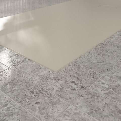 Villeroy & Boch Ecora douchebak - 160x80x4.5cm - afvoer korte zijde - almond (beige) SW1558989