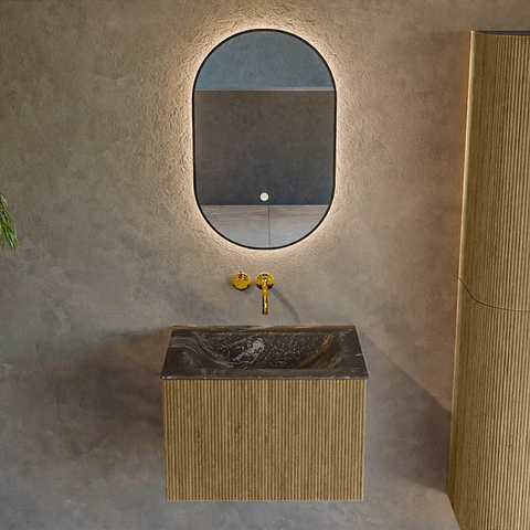 Mondiaz KURVE-DLUX Ensemble de meuble de salle de bains - 60x46x40cm - 1 tiroir - vasque solid surface - centrale - sans trou de robinet - Dusk SW1415224