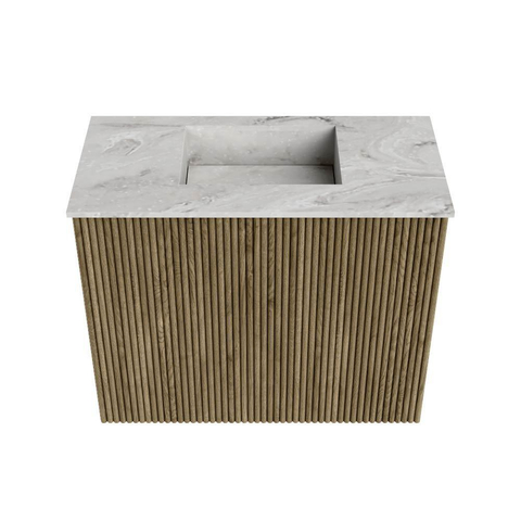 Mondiaz JOYA-DLUX Meuble de salle de bains - 50cm - couleur Dusk - Lavabo FAYE position Milieu Sans trou de robinet couleur Glace SW1423132