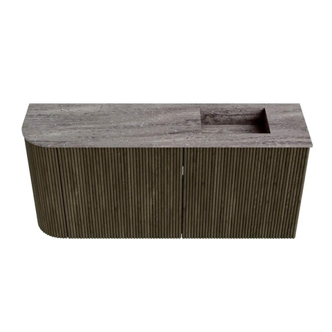 Mondiaz JOYA-DLUX Meuble de salle de bains 91,6cm - arrondi gauche couleur Shadow - Vasque FAYE position Droite Sans trou de robinet couleur Oza SW1425066