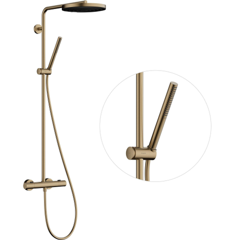 Hansgrohe Pulsify S Puro Thermostatische Regendoucheset - 26cm - ronde hoofddouche - staaf - handdouche - thermostaat - geborsteld brons SW1151847