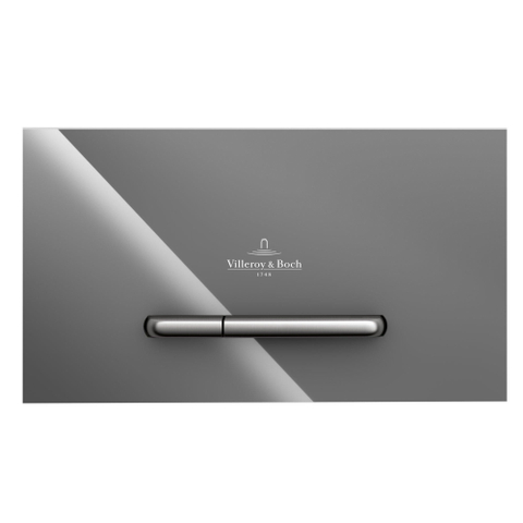 Villeroy & Boch Viconnect bedieningsplaat dualflush frontbediend - 25.3x14.5cm - glas grijs/RVS - Glass Grey (glans grijs) SW106649