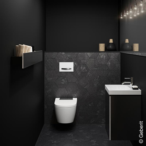 Geberit AquaClean Sela Douche Wc - 37.5x56.5cm - softclose - keratect - chroom afdekplaat - alpine - glans wit SW258980