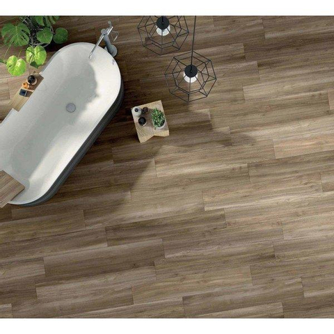 ÉCHANTILLON Ceralto Verano Oak Carrelage sol et mur 30x122cm 10mm rectifié R9 grès cérame Walnut SW976460
