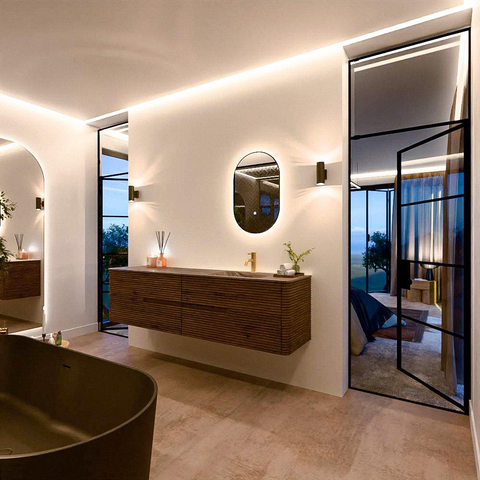 Mondiaz CIRO-DLUX Badkamermeubelset - 190x45x50cm - Solid surface wastafel Sombra - 1 wasbak Rechts - 1 kraangat - 4 lades - Dusk SW1533564