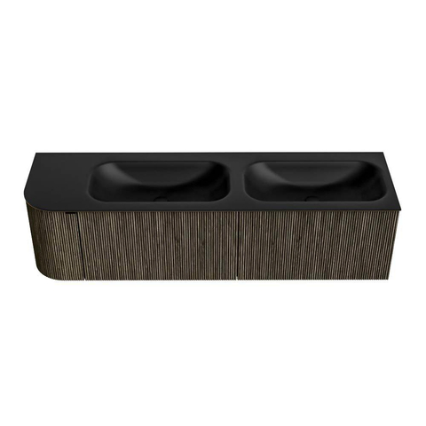 Mondiaz KURVE Ensemble de meuble de salle de bains - 165x46x40cm - 2 tiroir - 1 porte - lavabo solid surface - double / droite - 2 trous de robinet - Shadow SW1414301