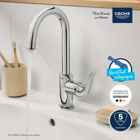 Grohe Swift QuickFix Wastafelkraan - l-size - met trekwaste - chroom -licht beschadigd- OUTLETSTORE STORE45002