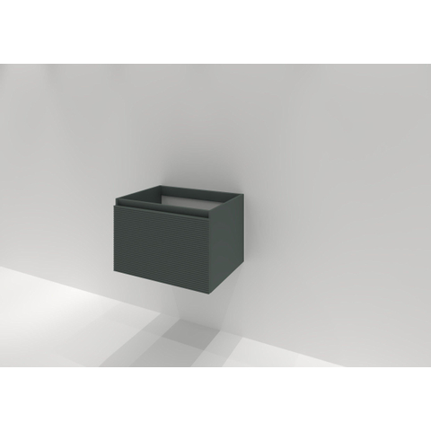 H&R Badmeubelen Matrix Wastafelonderkast - 60x44.8x40cm - 3D-front - 1 lade - greeploos met greeplijst - petrol mat SW756812