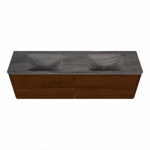 Mondiaz CIRO-DLUX Ensemble de meuble de salle de bains - 170x45x50cm - Lavabo en solid surface Oza - 2 vasques Double - 2 trous de robinet - 4 tiroirs - Ruby SW1532147