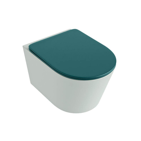 Mondiaz LAVIE hangtoilet – spoelrandloos – 36 x 53 cm – met softclose zitting – Greey (lichtgroen/grijs), zitting Smag (groen) SW1208714