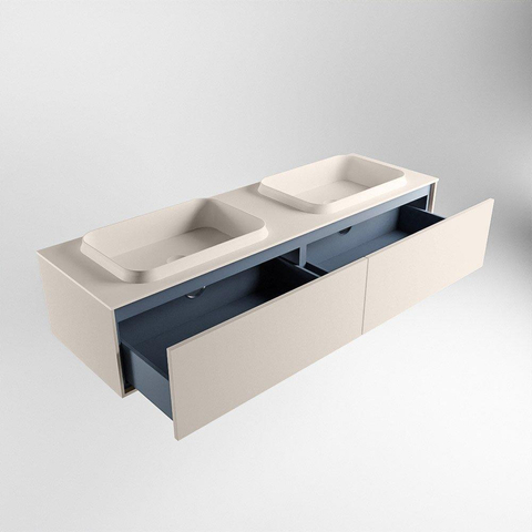 ENSEMBLE DE MEUBLE DE SALLE DE BAIN MONDIAZ ERIN - 150 cm - Lin - 2 tiroirs - 2 lavabos - 0 trous de robinet - Lin SW698468