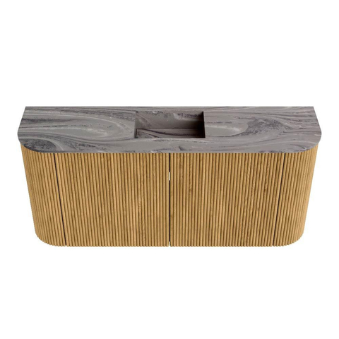 Mondiaz JOYA-DLUX 93.2cm toiletmeubel - ronding links en rechts kleur Oak - Wastafel FAYE positie Midden Zonder kraangat kleur Sombra. SW1424298