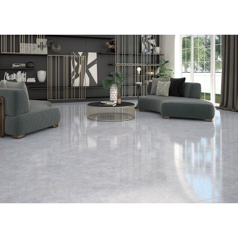 ÉCHANTILLON Terravito Quarno carreau mural et de sol - 60x60cm - 9mm - Carré - Aspect marbre - Gris brillant SW736243