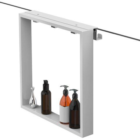Fortifura Galeria schap met 4 haken - voor douchewand - 50x50x6.5cm - mat wit SHOWROOMMODEL SHOW26881