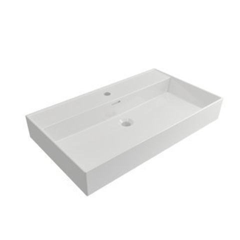 Plieger Kansas wastafel - 80x46.6x12cm - 1 kraangat - mat wit SW160111