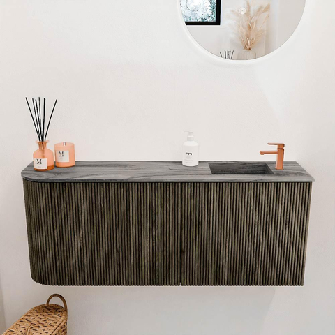 Mondiaz JOYA-DLUX 101.6cm toiletmeubel - ronding links kleur Shadow - Wastafel FAYE positie Rechts 1 kraangat kleur Sombra. SW1425242