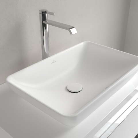 Villeroy & Boch Venticello Lavabo à poser demi encastrable sans trous 55x36cm avec trop-plein Ceramic+ Stone white SW209648