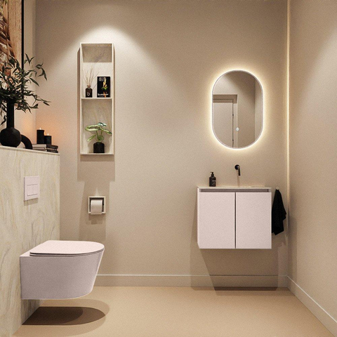 MONDIAZ TURE-DLUX Meuble WC 60cm Rosee. EDEN vasque Ostra position à droite. Sans trou de robinet. SW1105036