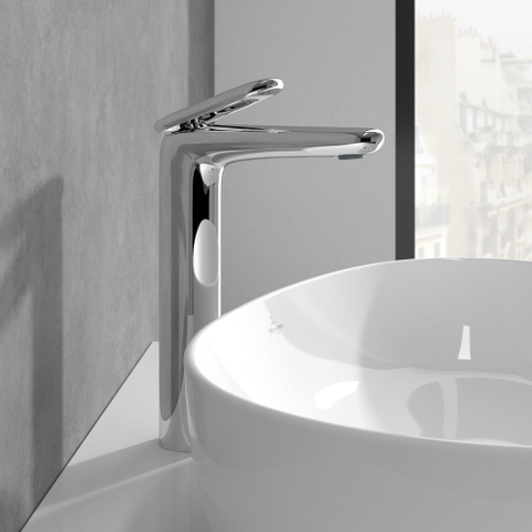 Villeroy & Boch Antao 1 greeps wastafelkraan verhoogd - met push open afvoergarnituur - hoogglans chroom SW974138
