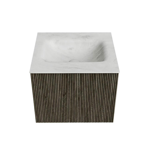 Mondiaz KURVE-DLUX Ensemble meuble de salle de bains - 50x46x40cm - 1 tiroir - lavabo solid surface - central - sans trou de robinet - Shadow SW1414404