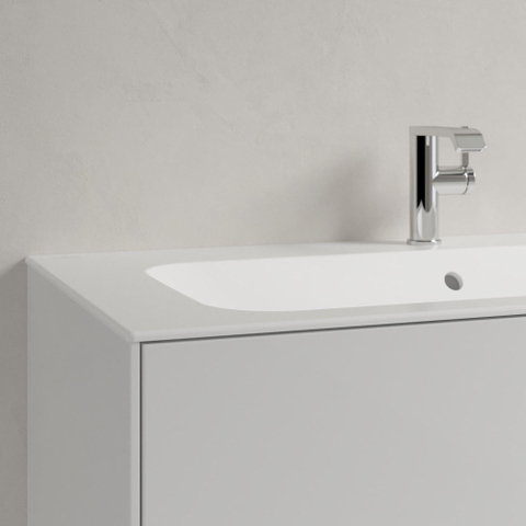 Villeroy & Boch finion meubelwastafel - 1 kraangat - 100x50cm CeramicPlus - met verdekte overloop - Stone White (mat wit) SW209577