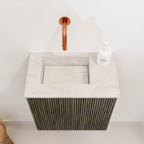 Mondiaz JOYA-DLUX Meuble de toilette 40cm - couleur Shadow - Vasque FAYE position Gauche Sans trou de robinet couleur Ostra. SW1422959
