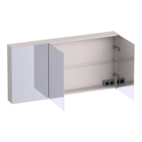 BRAUER Impress armoire de toilette – 139 x 70 x 15 cm – 3 portes, portes-miroir double face – Sable SW1199007