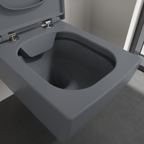 Villeroy & Boch memento 2.0 wandcloset - diepspoel DirectFlush - 37.5x56cm - Graphite (mat grijs) SW354324