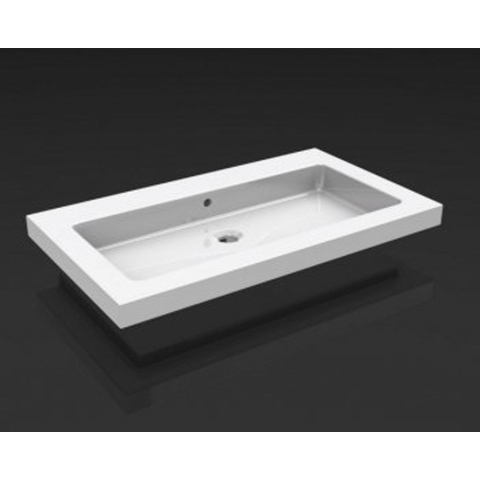 Wiesbaden Kera Wastafel enkel - zonder kraangat - 80x46x5cm - keramiek - glans wit SW106374
