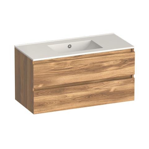 Brauer Core Series badkamermeubelset - 100x45x52cm - wastafel Frost - honey SW1601173
