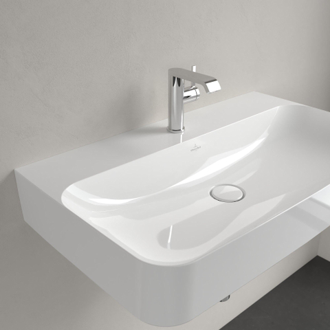 Villeroy & Boch finion wastafel - 1 kraangat - 80x47cm CeramicPlus - zonder overloop - White Alpine (glans wit) SW106480