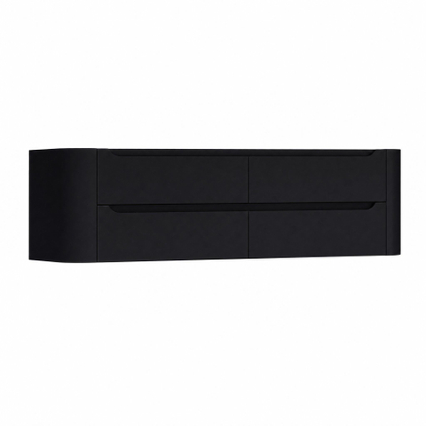 H&R Badmeubelen Juice Wastafelonderkast - 160x45x50cm - afgeronde hoeken - 4 lades - geïntegreerde greep - zwart mat SW1490697