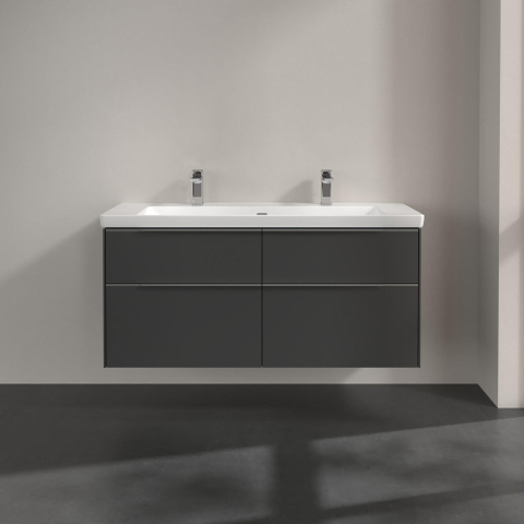 Villeroy & Boch Subway 3.0 wastafelonderkast - 127.2x57.9cm - 4 lades - Graphite (grijs) SW641675