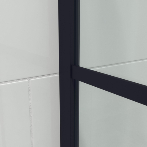 Saniclass Bellini Inloopdouche 100x200cm windows frame buitenzijde anti kalk mat zwart SHOWROOMMODEL SHOW23457