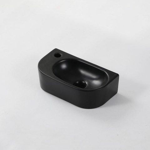 QeramiQ Fuente pack lave-mains – demi-rond – 40 x 21,5 x 12 cm – perçage à gauche – robinet doré brossé SW1232821